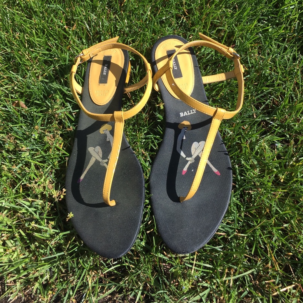 Authentic Bally T-Strap Patent Leather Sandals